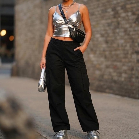 gaze Tops - Gaze DTLA | Metallic Silver Camisole Crop Top | NWT | Size: Medium